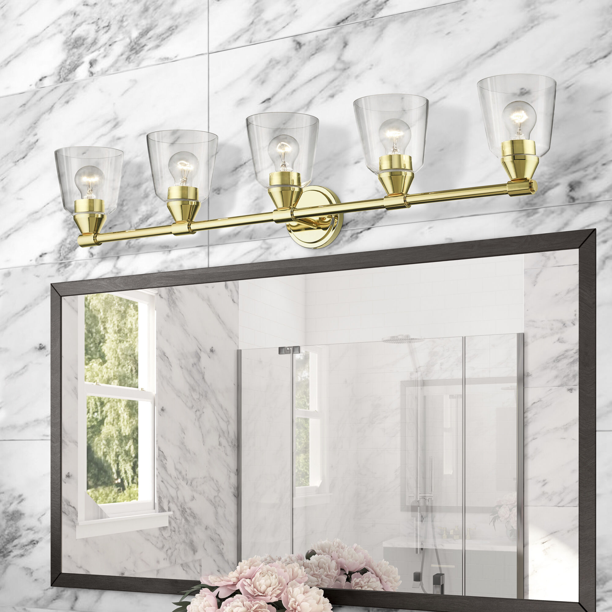 Catania 5 Light 42 inch Polished Brass Vanity Wall Sconce Wall Light, Large