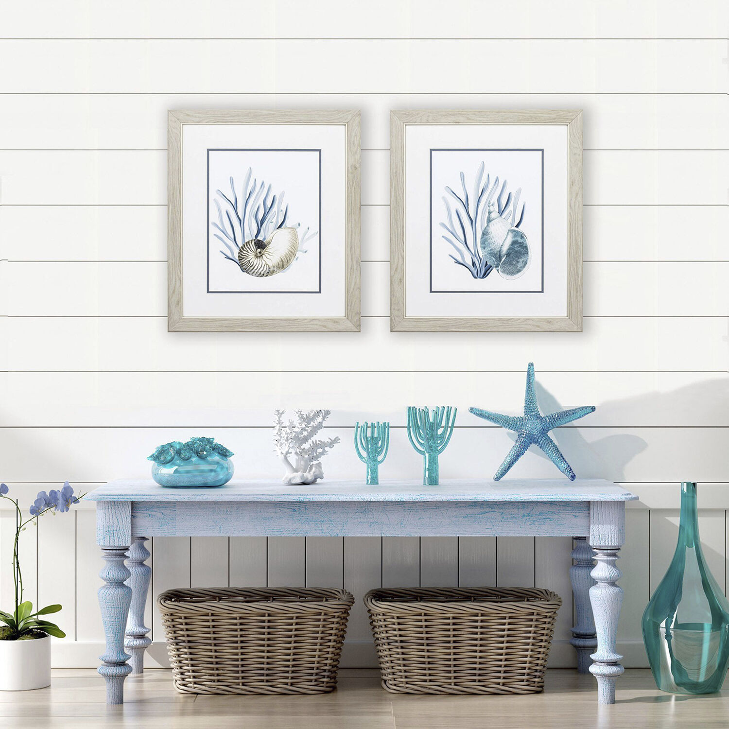 Waterside Blue and Turquoise and Neutral Framed Art, Propac