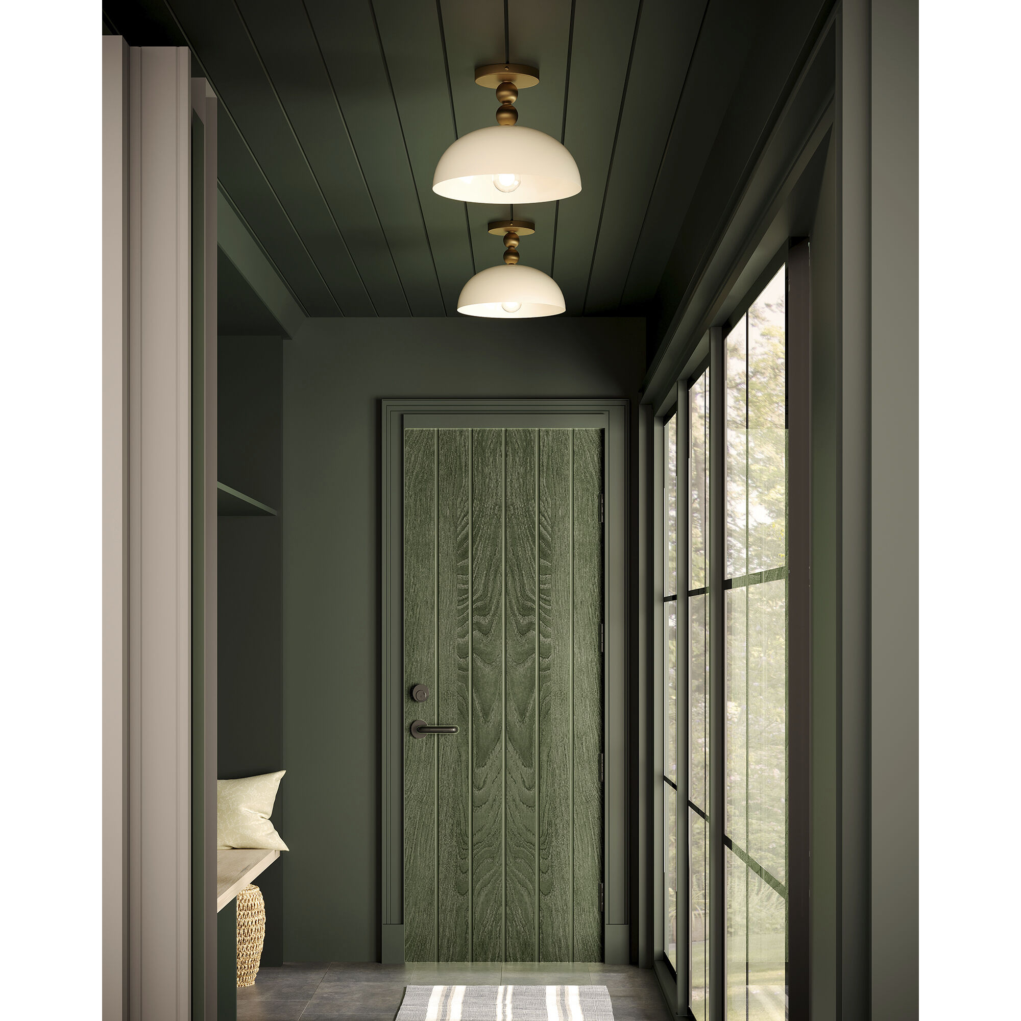 Alora Mood Paisley 1 Light 11.88 inch Brushed Gold/Glossy Opal Glass Semi-Flush Mount Ceiling Light