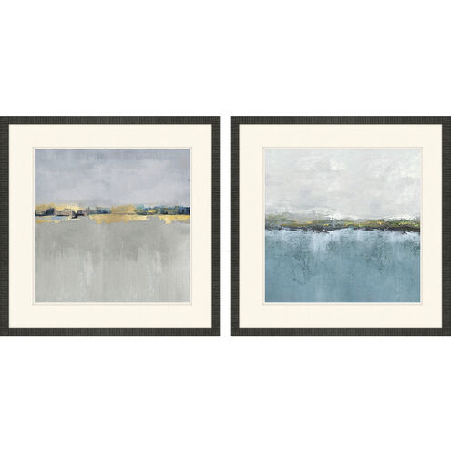 Gentle Horizon Blue and Green and Gray and Metallic Framed Art