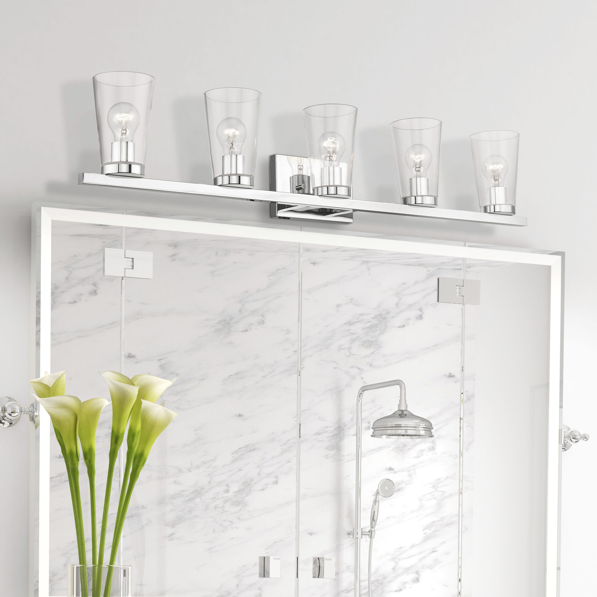 Cityview 5 Light 40 inch Polished Chrome Vanity Sconce Wall Light, Extra Large