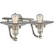 Franklin Restoration Halophane 2 Light 18 inch Brushed Satin Nickel Bath Vanity Light Wall Light in Clear Halophane Glass, Franklin Restoration
