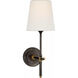 Thomas O'Brien Bryant 1 Light 5.5 inch Bronze and Hand-Rubbed Antique Brass Sconce Wall Light in Linen