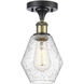Ballston Cindyrella LED 6 inch Black Antique Brass Semi-Flush Mount Ceiling Light in Seedy Glass