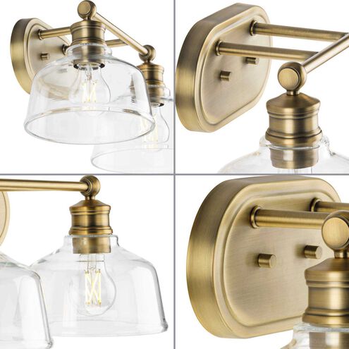 Singleton 2 Light 17 inch Vintage Brass Bath Vanity Wall Light
