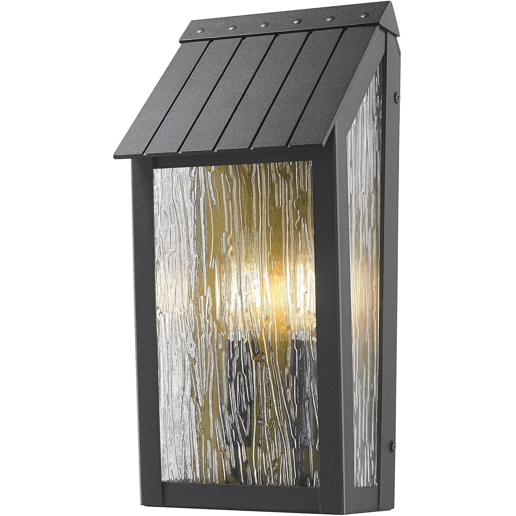 Point 2 Light 13.5 inch Black and Brass Outdoor Wall Sconce