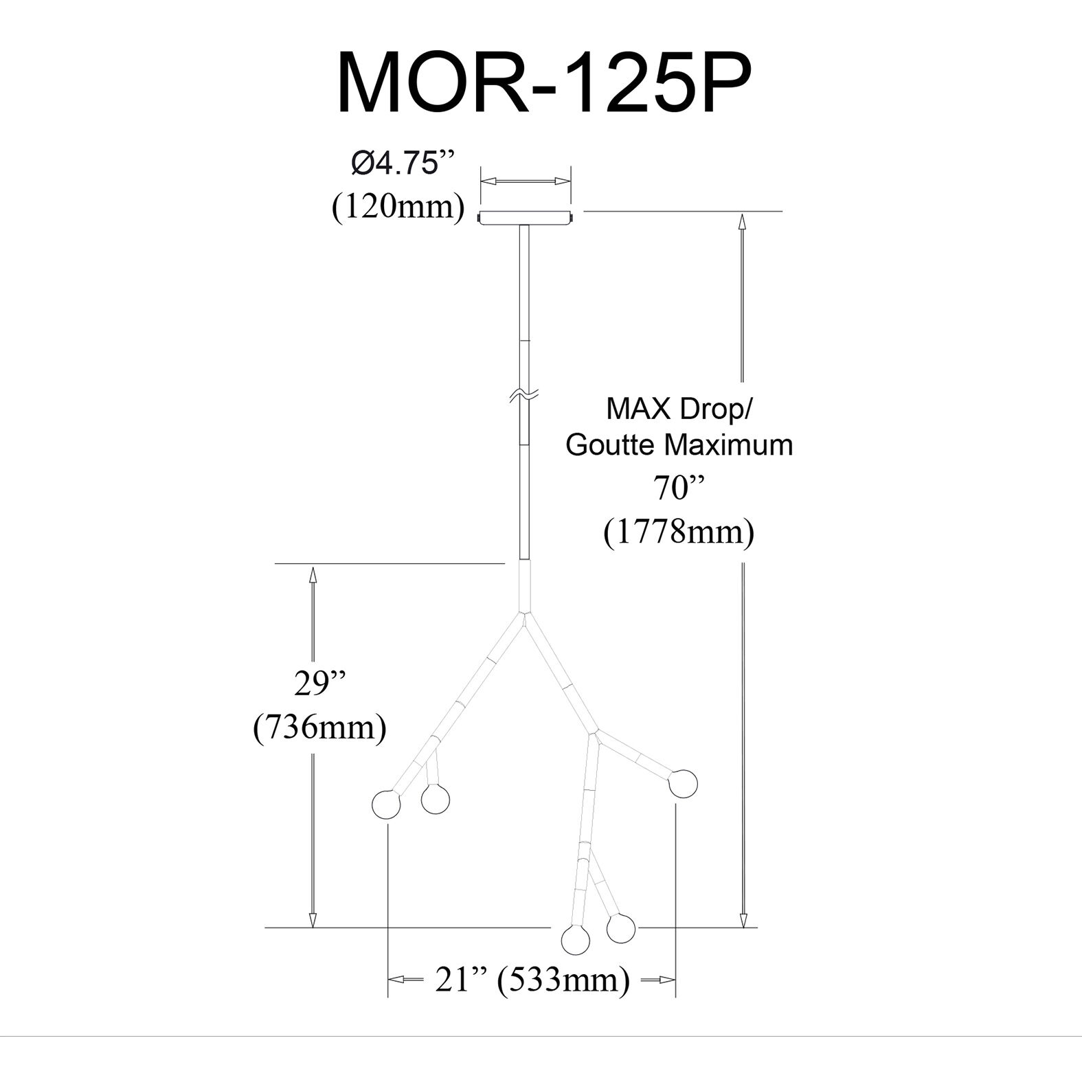 Morgan 5 Light 7.75 inch Matte Black Pendant Ceiling Light
