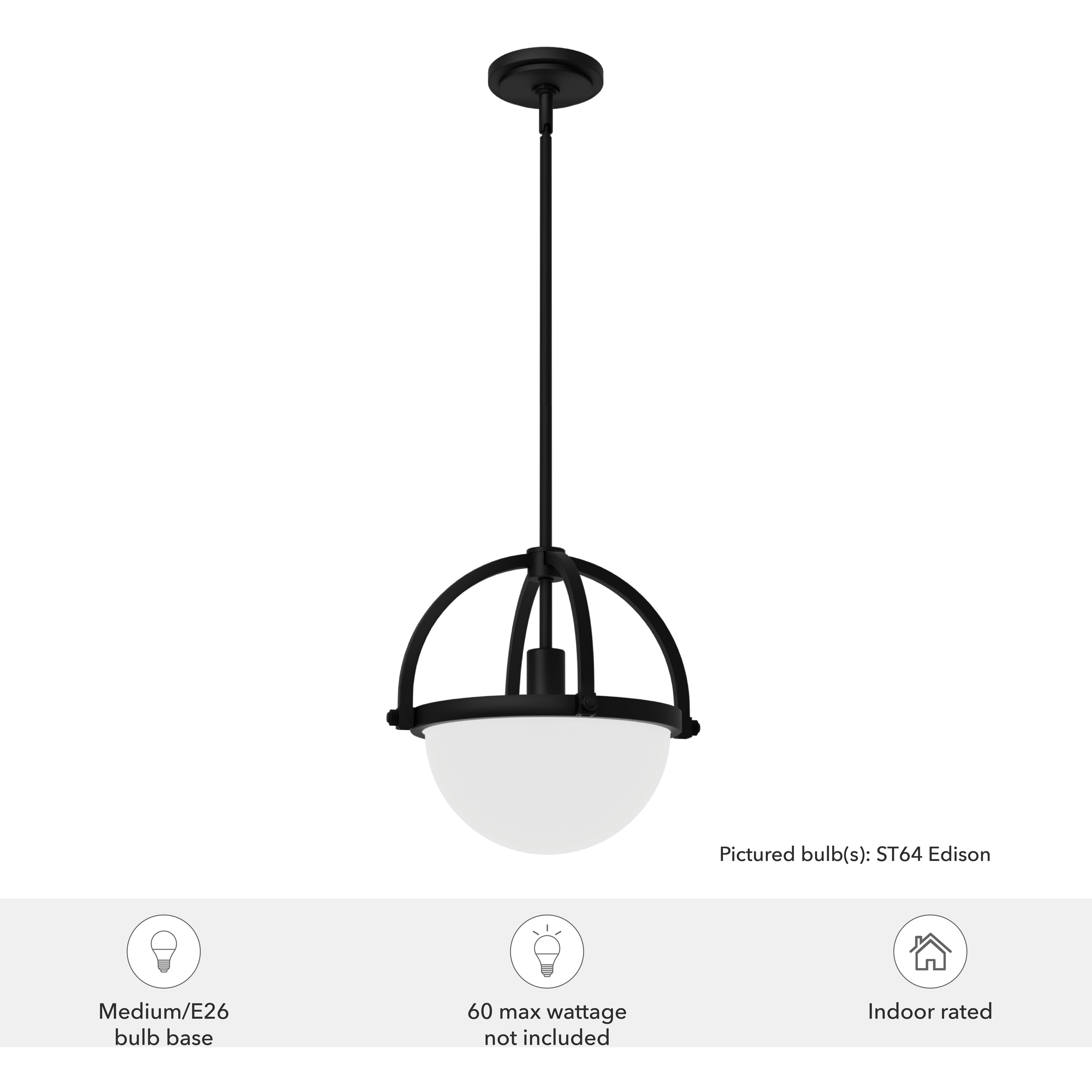Wedgefield 1 Light 12.75 inch Matte Black Pendant Ceiling Light