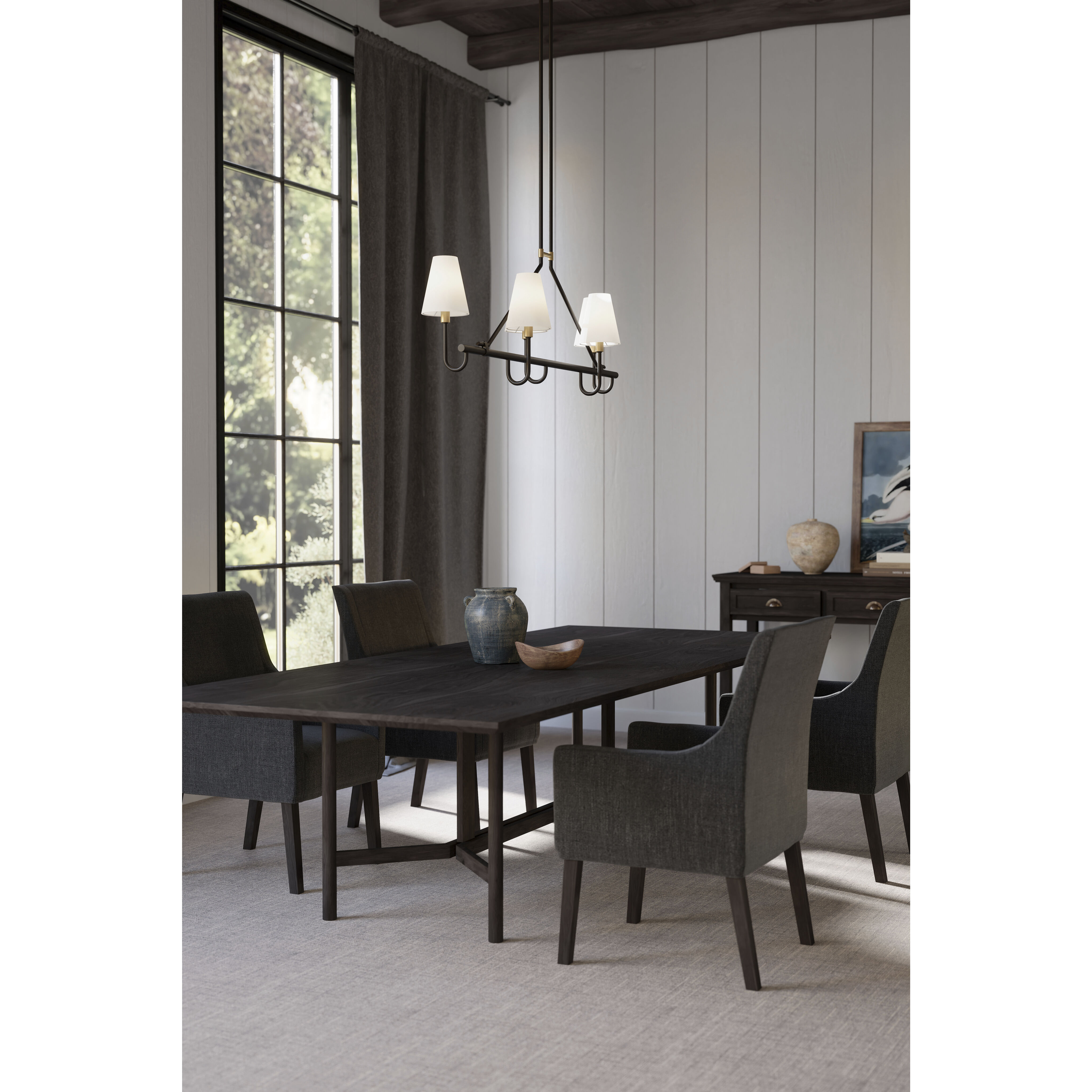 Bellforge 5 Light 51 inch Legacy Brass and Dark Bronze Linear Chandelier Ceiling Light