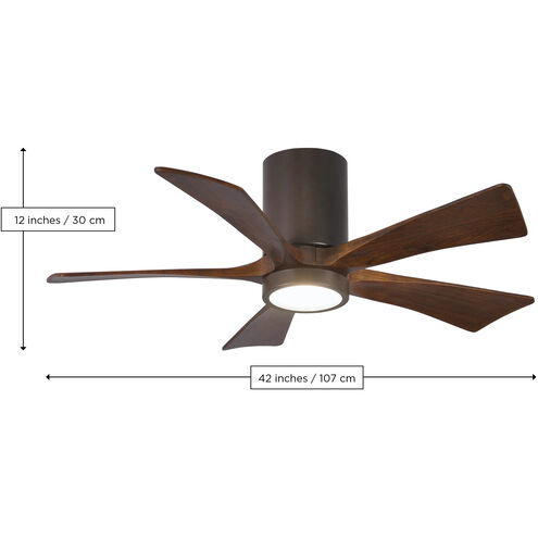 Atlas Irene-5HLK 42 inch Gloss White with Walnut Tone Blades Ceiling Mount Paddle Fan, Flush Mounted