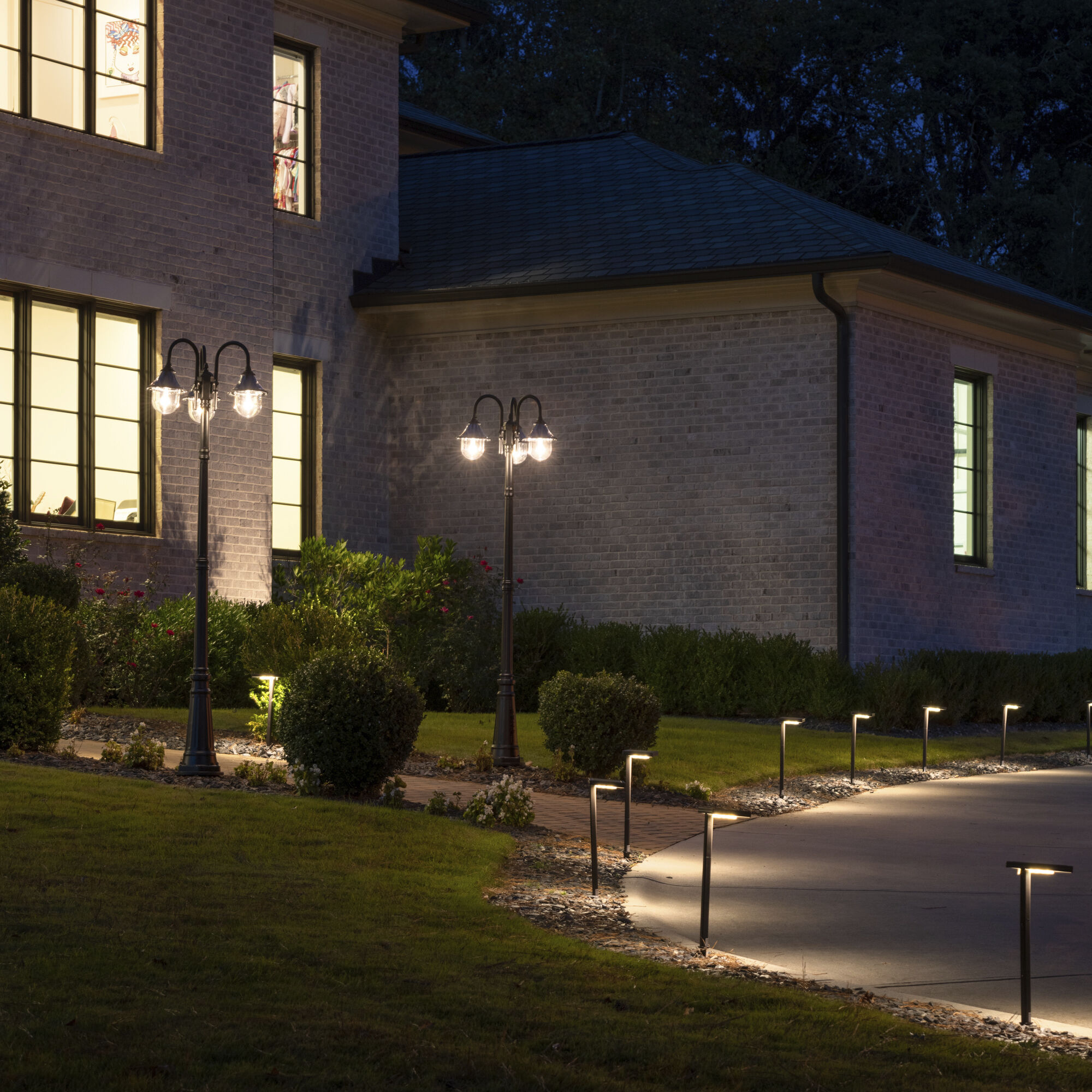 Contemporary Square Black Path Light, Solar