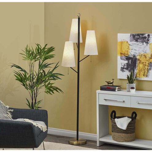Daniel 71 inch 40.00 watt Black with Antique Brass Accents Floor Lamp Portable Light