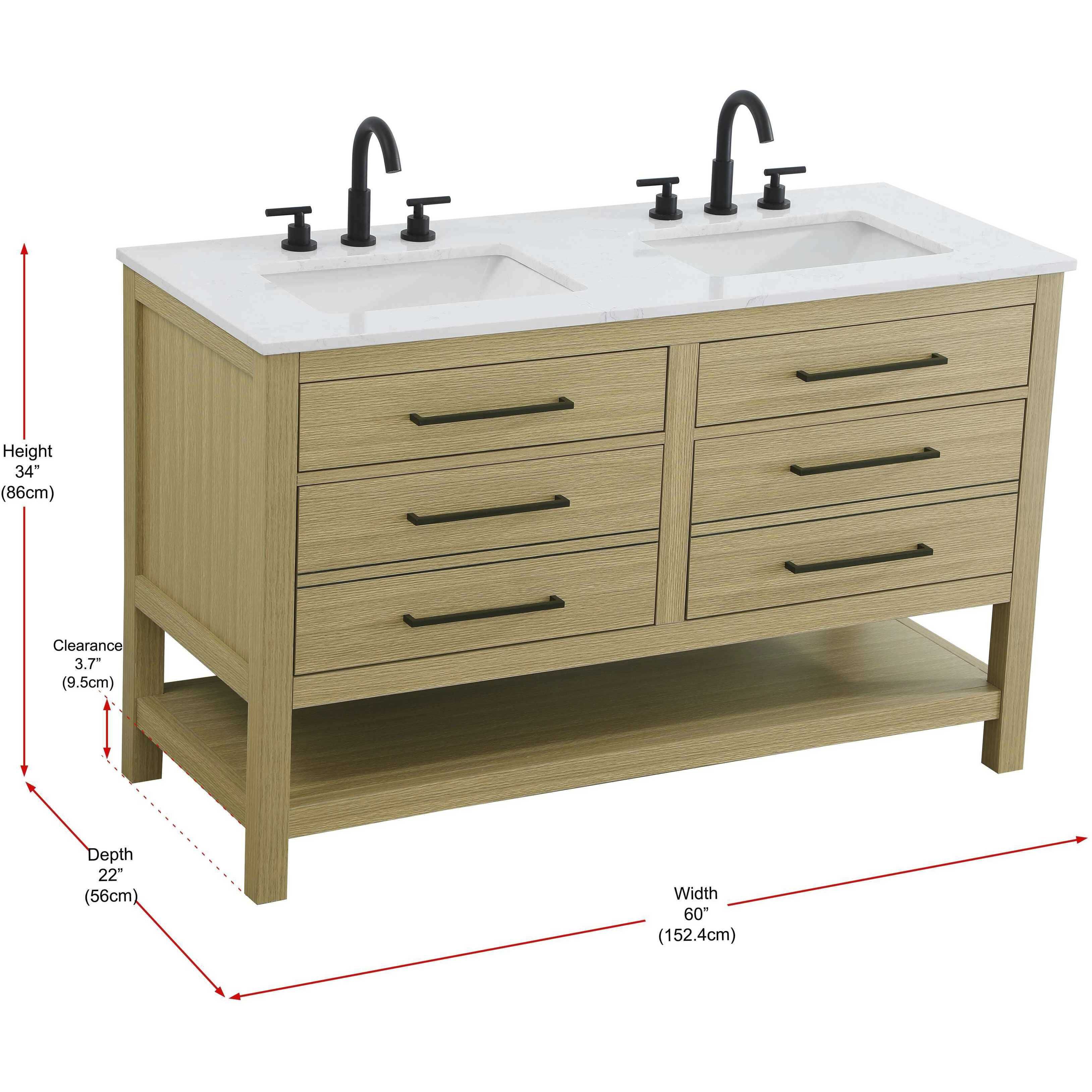 Karson 60 X 34 inch Honey Brown Bathroom Vanity Cabinet