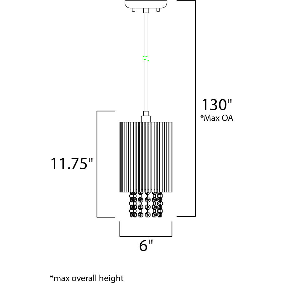 Spiral 1 Light 6 inch Polished Chrome Single Pendant Ceiling Light