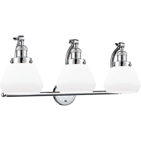Franklin Restoration Fulton LED 28 inch Polished Chrome Bath Vanity Light Wall Light in Matte White Glass, Franklin Restoration