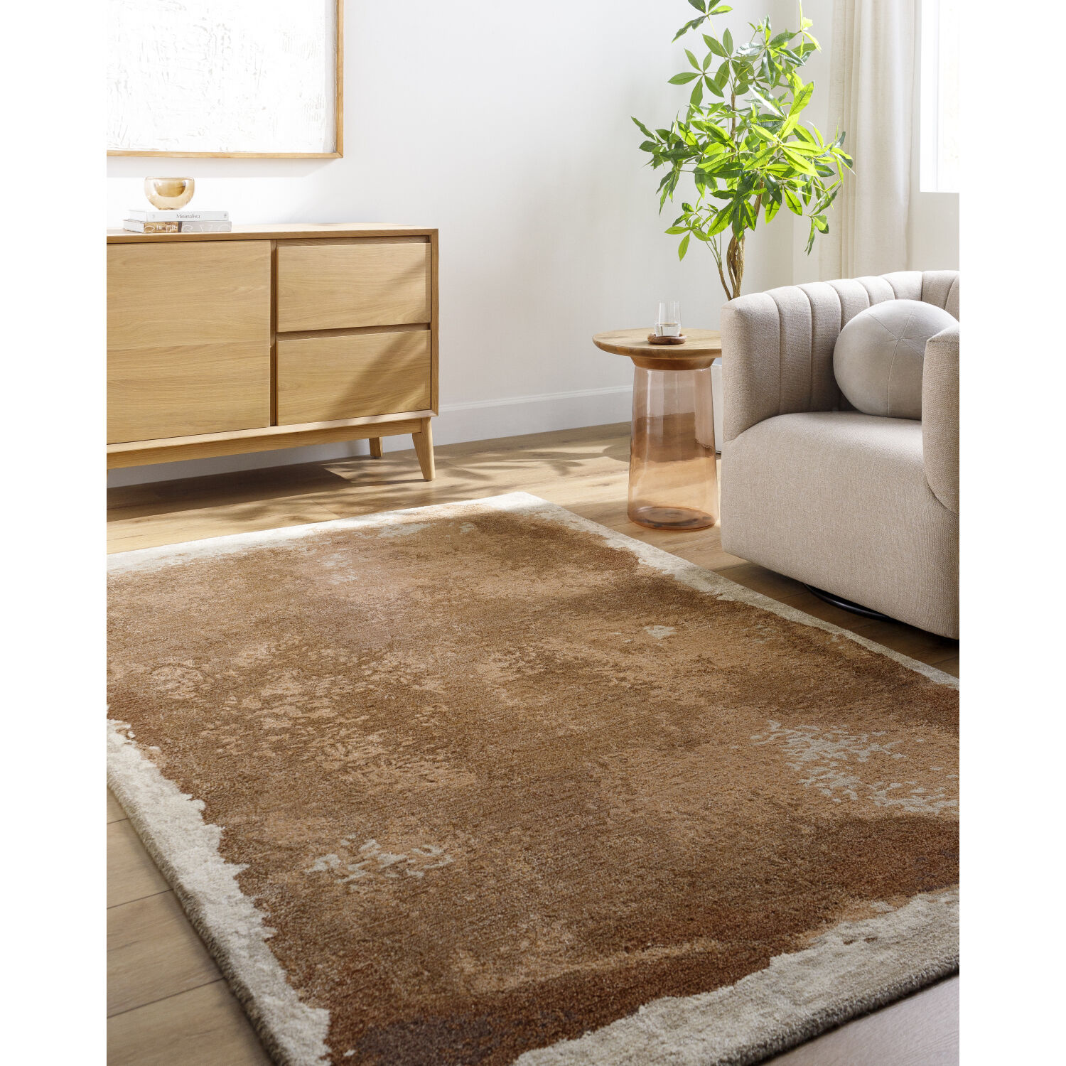 Kavita 90 X 60 inch Walnut / Prairie Dust / Sand / Khaki / Sepia / Ash / Camel Handmade Rug in 5 x 8