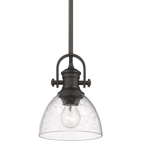 Hines 1 Light 7 inch Rubbed Bronze Mini Pendant Ceiling Light in Seeded Glass