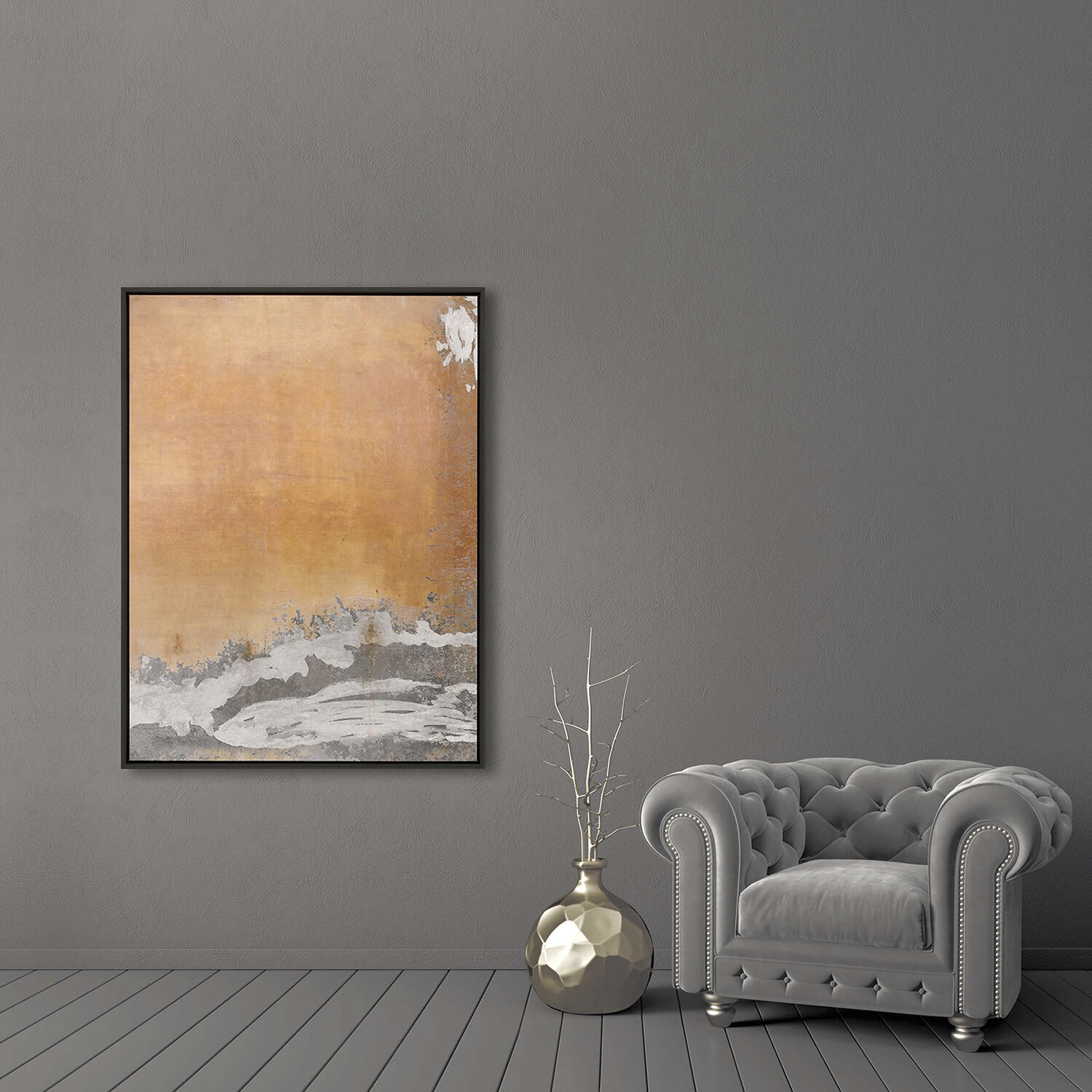 Autumn Rush Orange and Metallic and Gray Canvas, The Studio