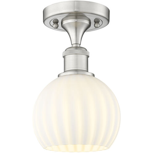 Ballston White Venetian 1 Light 6 inch Brushed Satin Nickel Semi-Flush Mount Ceiling Light