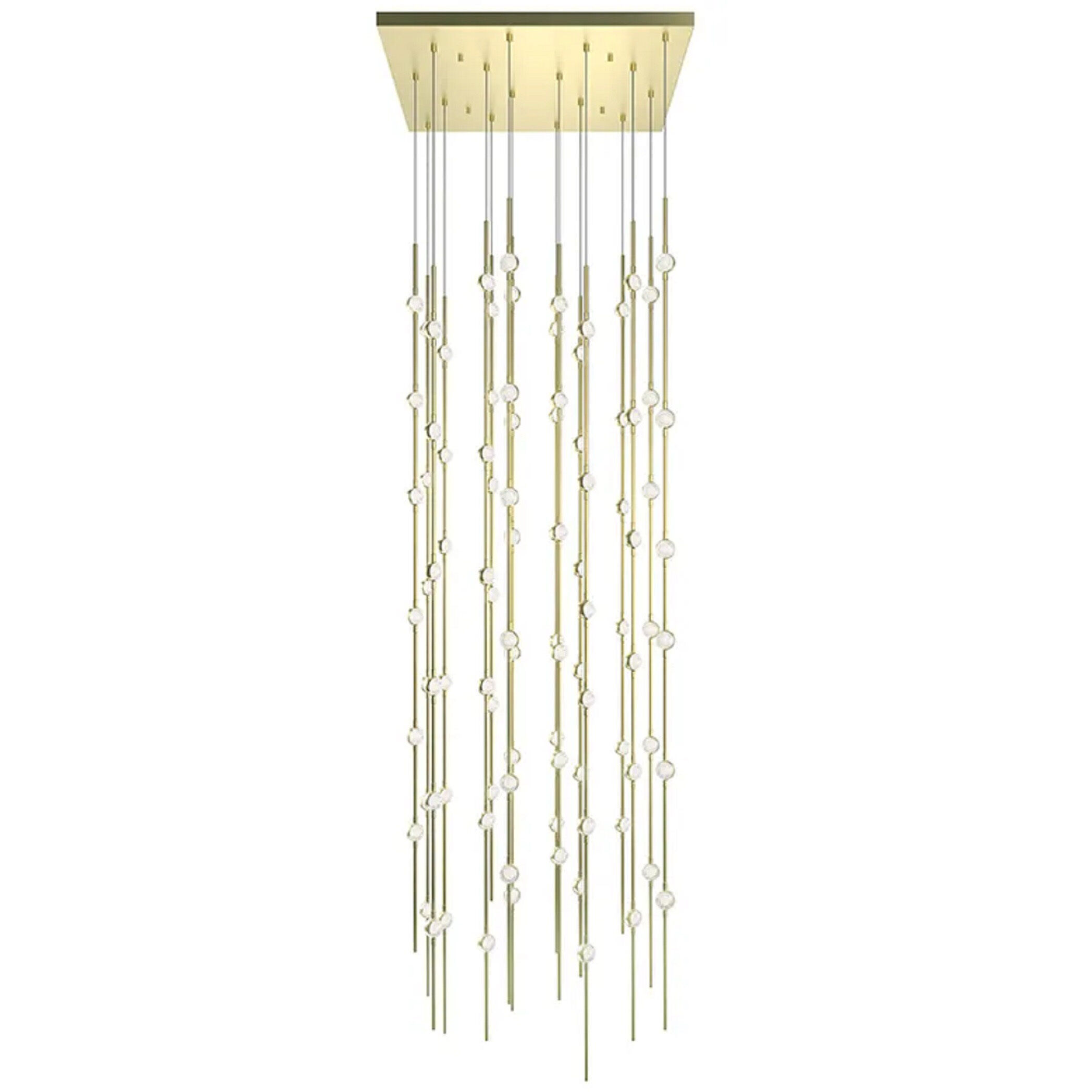 Constellation Andromeda LED 21.5 inch Satin Brass Chandelier Ceiling Light in 2700K, 20 ft. Cord, Clear Faceted Acrylic