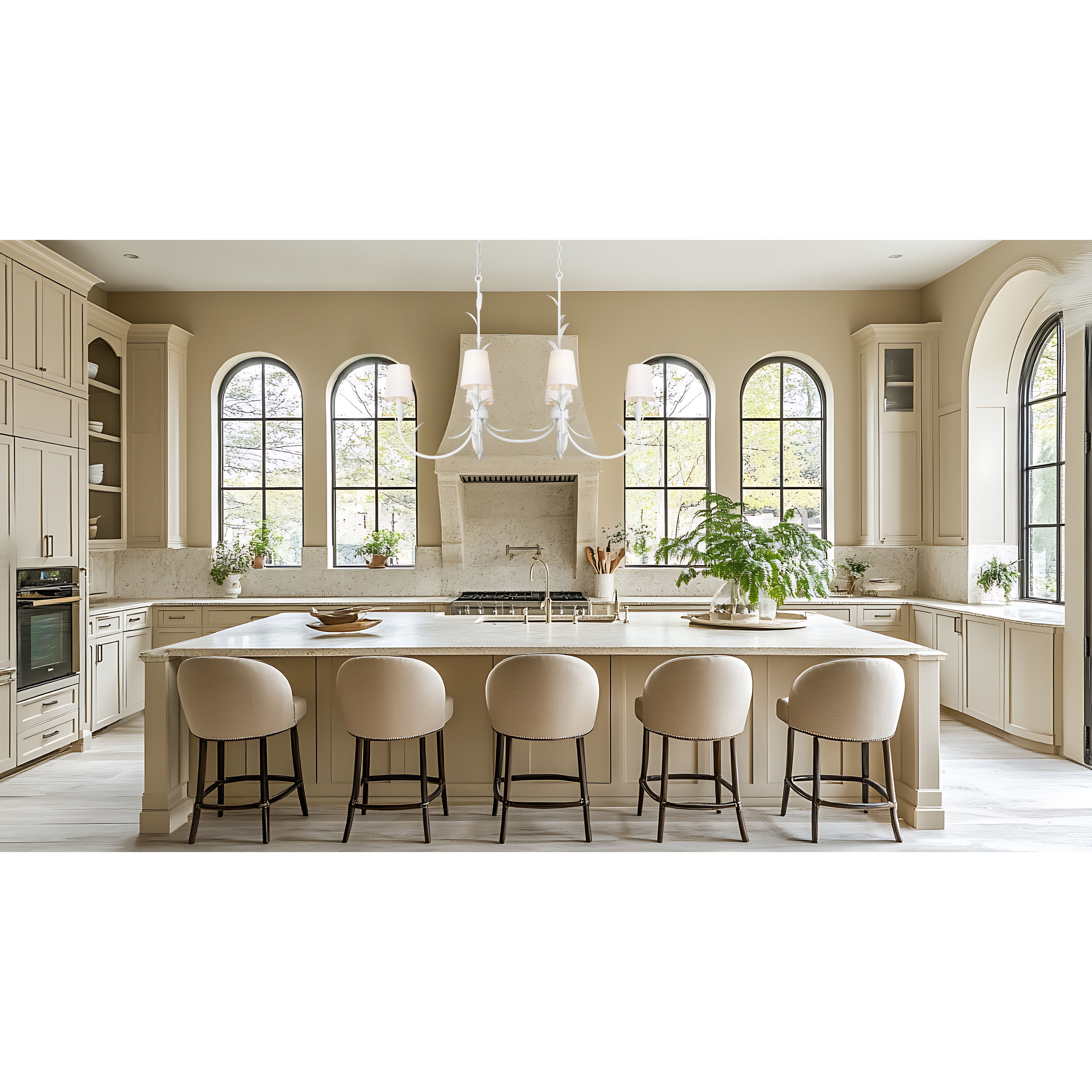 Aslin 6 Light 44 inch Textured White Linear Chandelier Ceiling Light