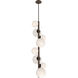 Gaia LED Flat Bronze Multi-Pendant Ceiling Light in 3000K LED, Opal White, Twisted Vine