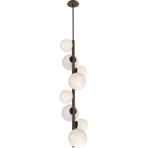 Gaia LED Flat Bronze Multi-Pendant Ceiling Light in 3000K LED, Opal White, Twisted Vine