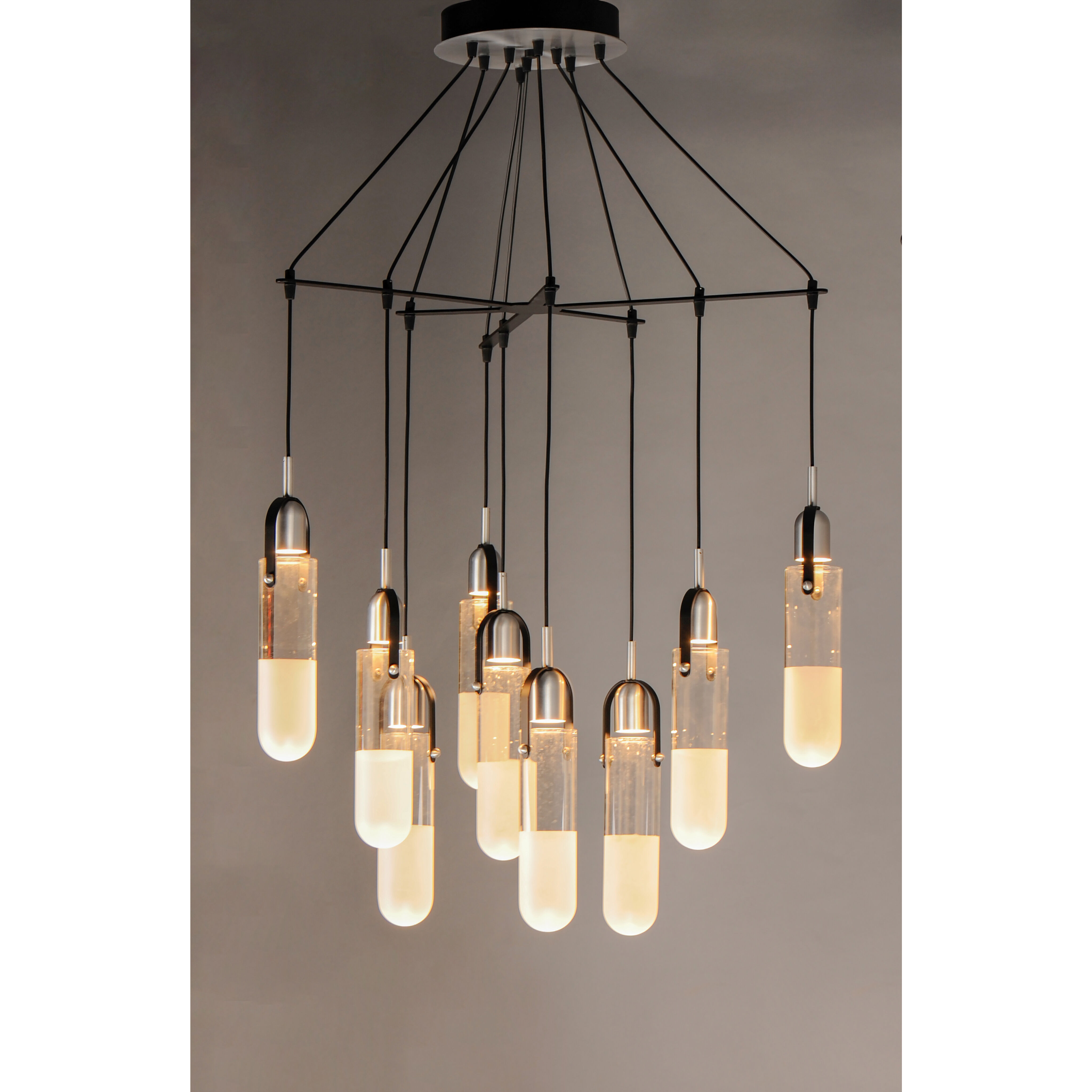 Capsule LED 33 inch Black and Brushed Aluminum Multi-Light Pendant Ceiling Light
