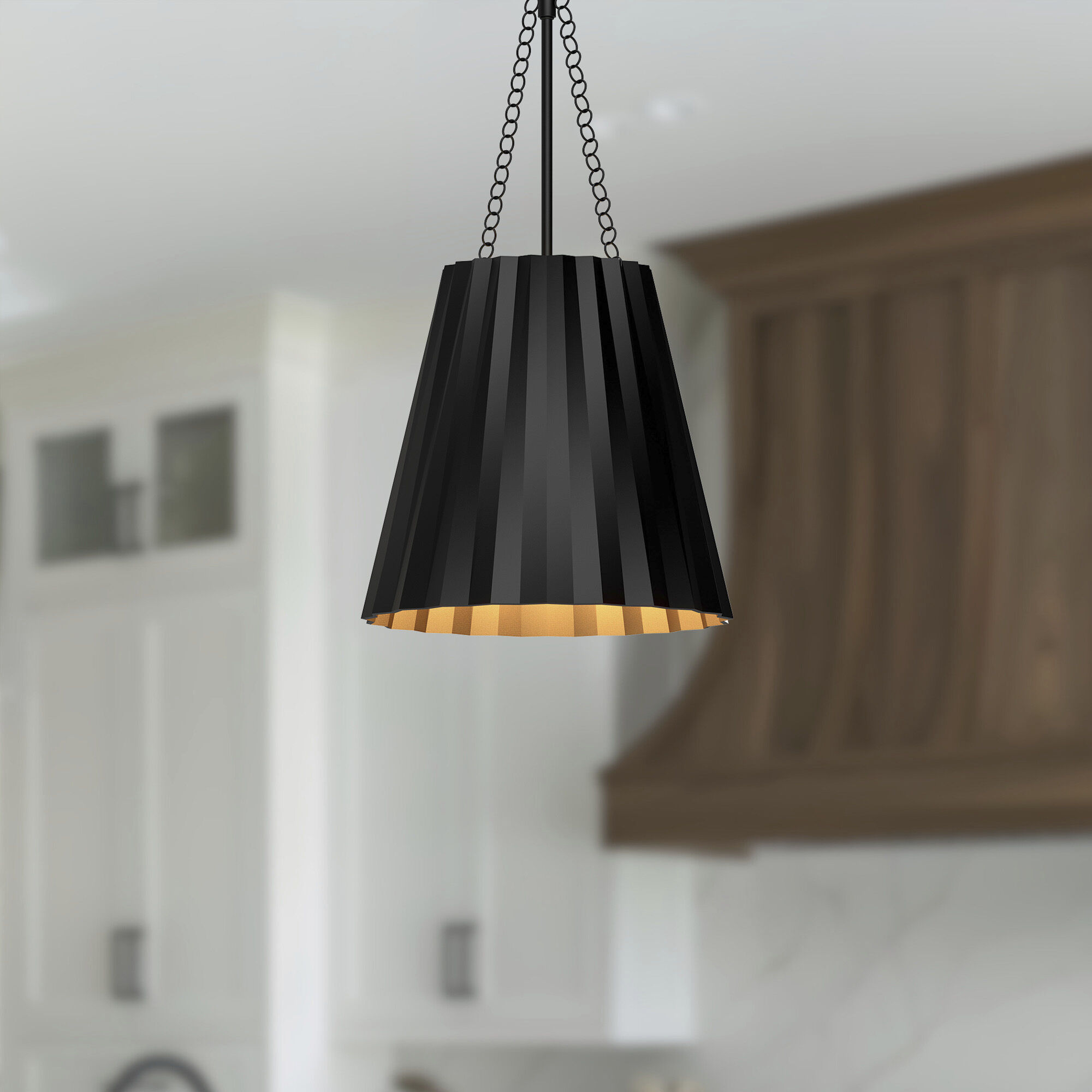 Alora Mood Plisse Pendant Ceiling Light in Matte Black
