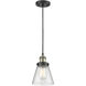 Franklin Restoration Cone 1 Light 8 inch Black Antique Brass Mini Pendant Ceiling Light in Incandescent, Seedy, Franklin Restoration