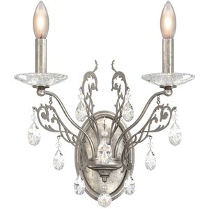 Filigrae 2 Light 9.5 inch Antique Silver Wall Sconce Wall Light