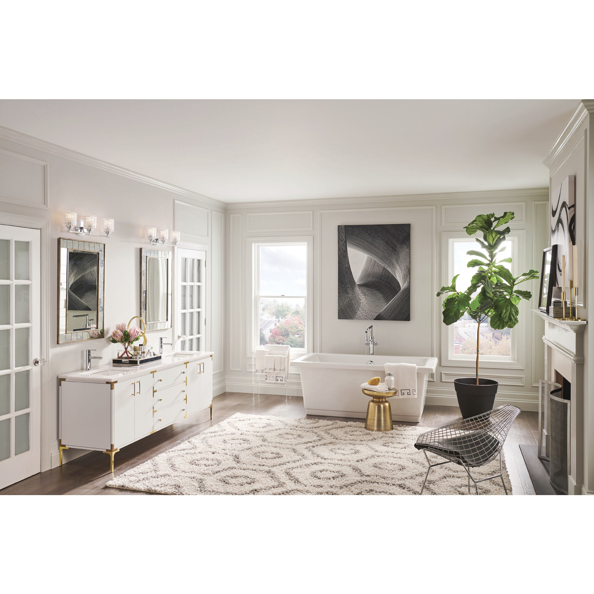 Elle 3 Light 24 inch Chrome Vanity Light Wall Light