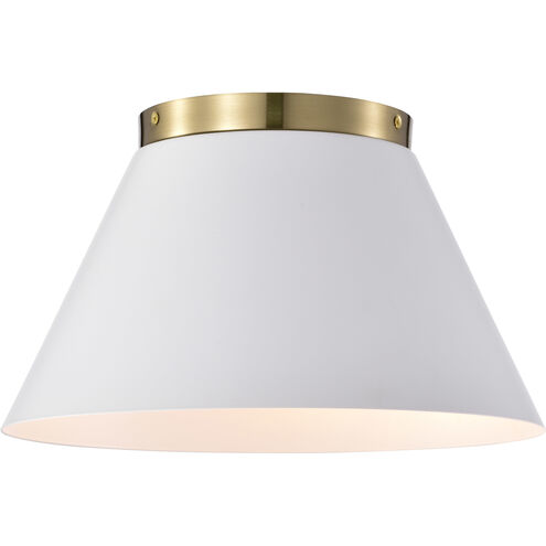 Dover 2 Light 14 inch White/Vintage Brass Flush Ceiling Light