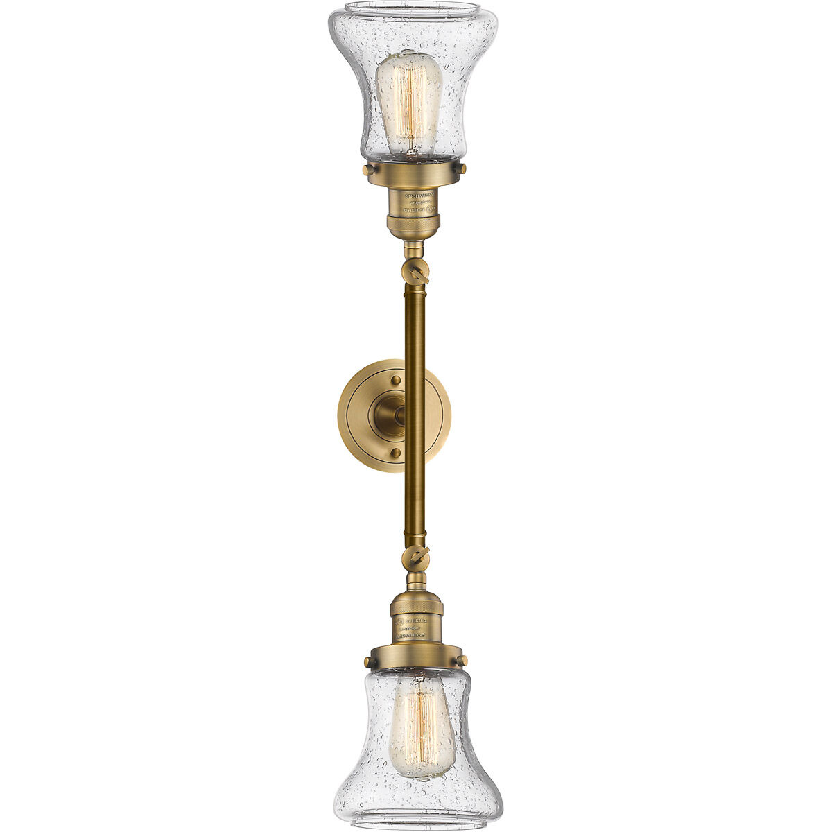 Franklin Restoration Bellmont LED 17 inch Brushed Brass Bath Vanity Light Wall Light in Seedy Glass, Franklin Restoration