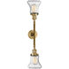 Franklin Restoration Bellmont LED 17 inch Brushed Brass Bath Vanity Light Wall Light in Seedy Glass, Franklin Restoration