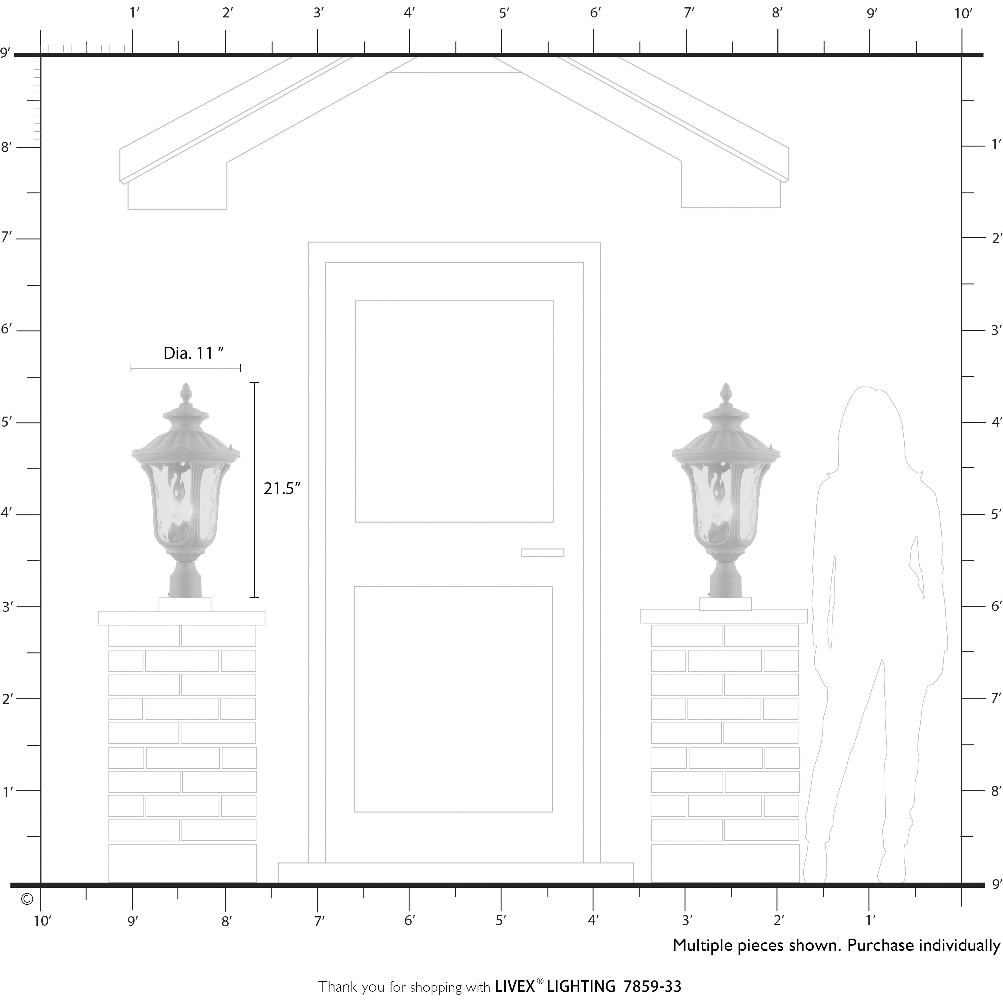 Oxford 3 Light 21.5 inch Soft Gold Outdoor Post Top Lantern, Large