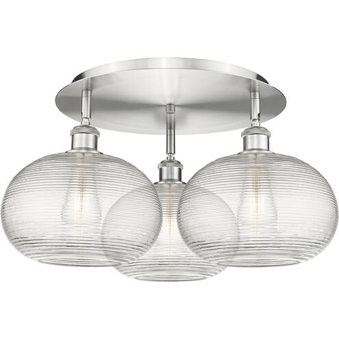 Ballston Ithaca 3 Light 21.75 inch Satin Nickel Flush Mount Ceiling Light