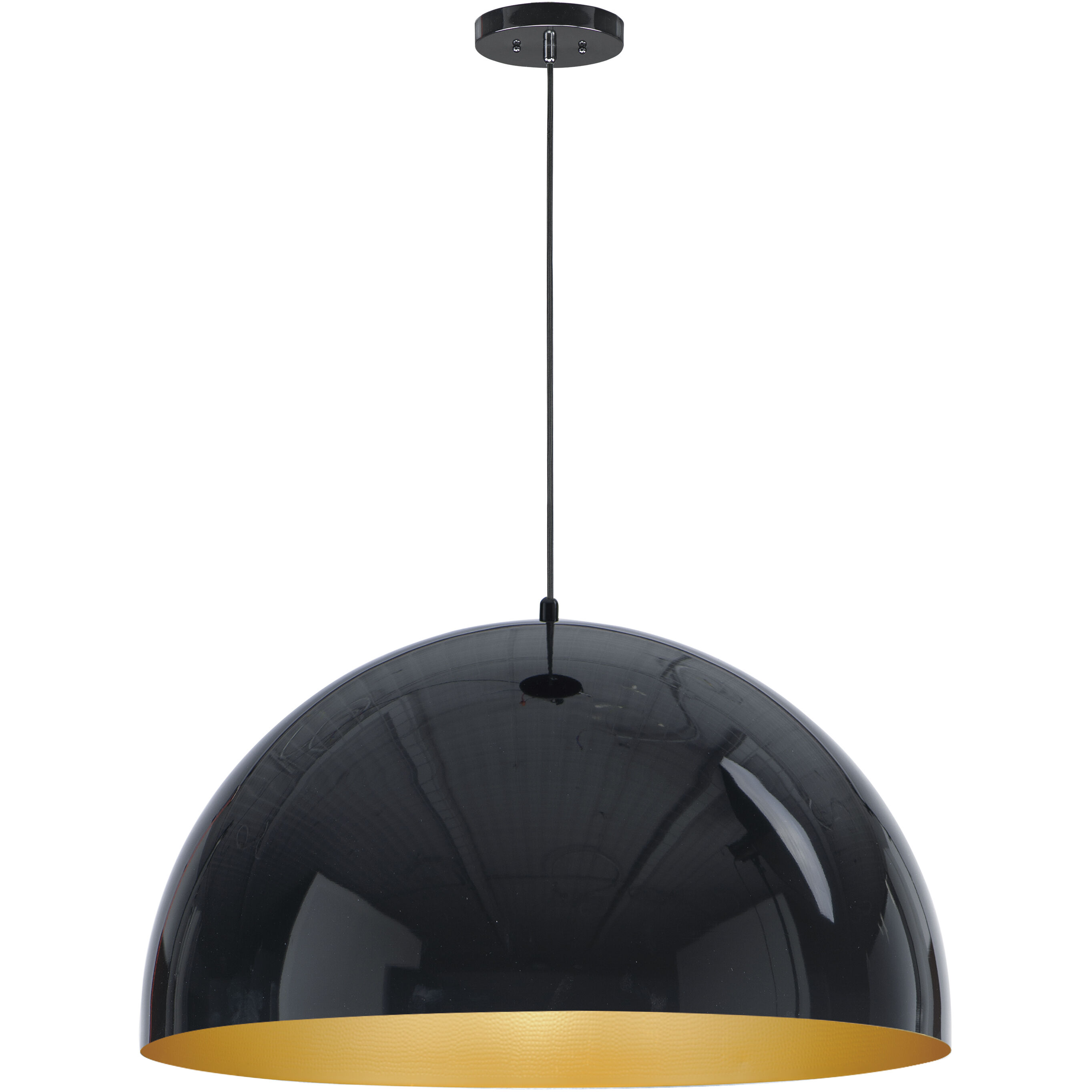 Hemisphere LED 31 inch Gloss Black with Gold Single Pendant Ceiling Light