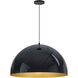 Hemisphere LED 31 inch Gloss Black with Gold Single Pendant Ceiling Light