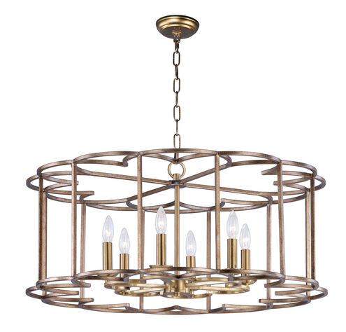 Helix 6 Light 32 inch Bronze Fusion Single-Tier Chandelier Ceiling Light