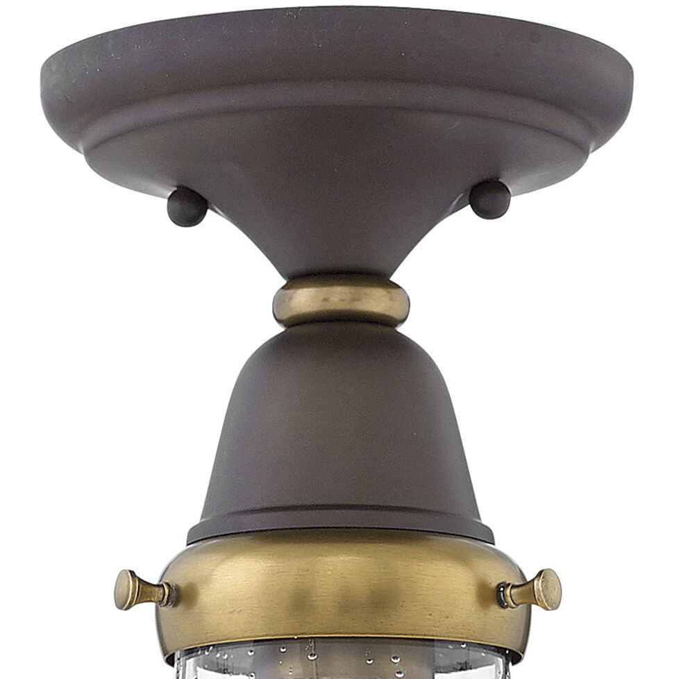Academy 1 Light 10 inch Oil Rubbed Bronze with Heritage Brass Indoor Flush Mount Ceiling Light