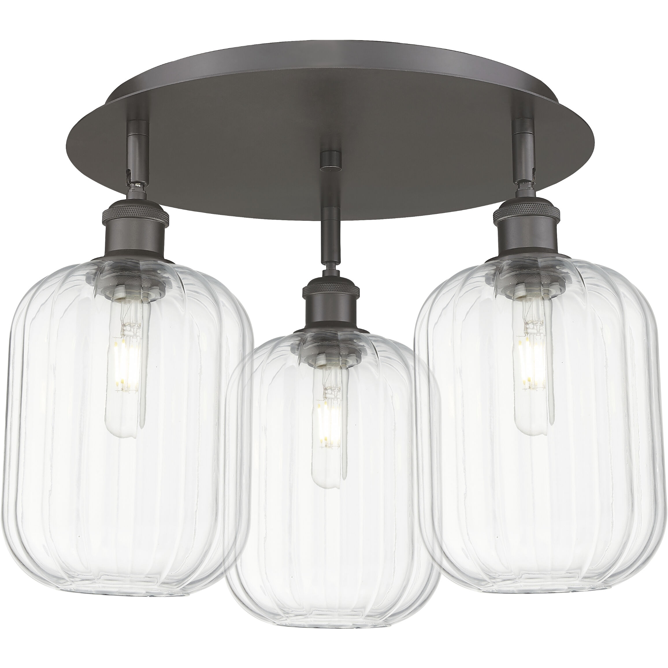 Ballston Preston 3 Light 19 inch Oil Rubbed Bronze Flush Mount Ceiling Light in Clear Glass
