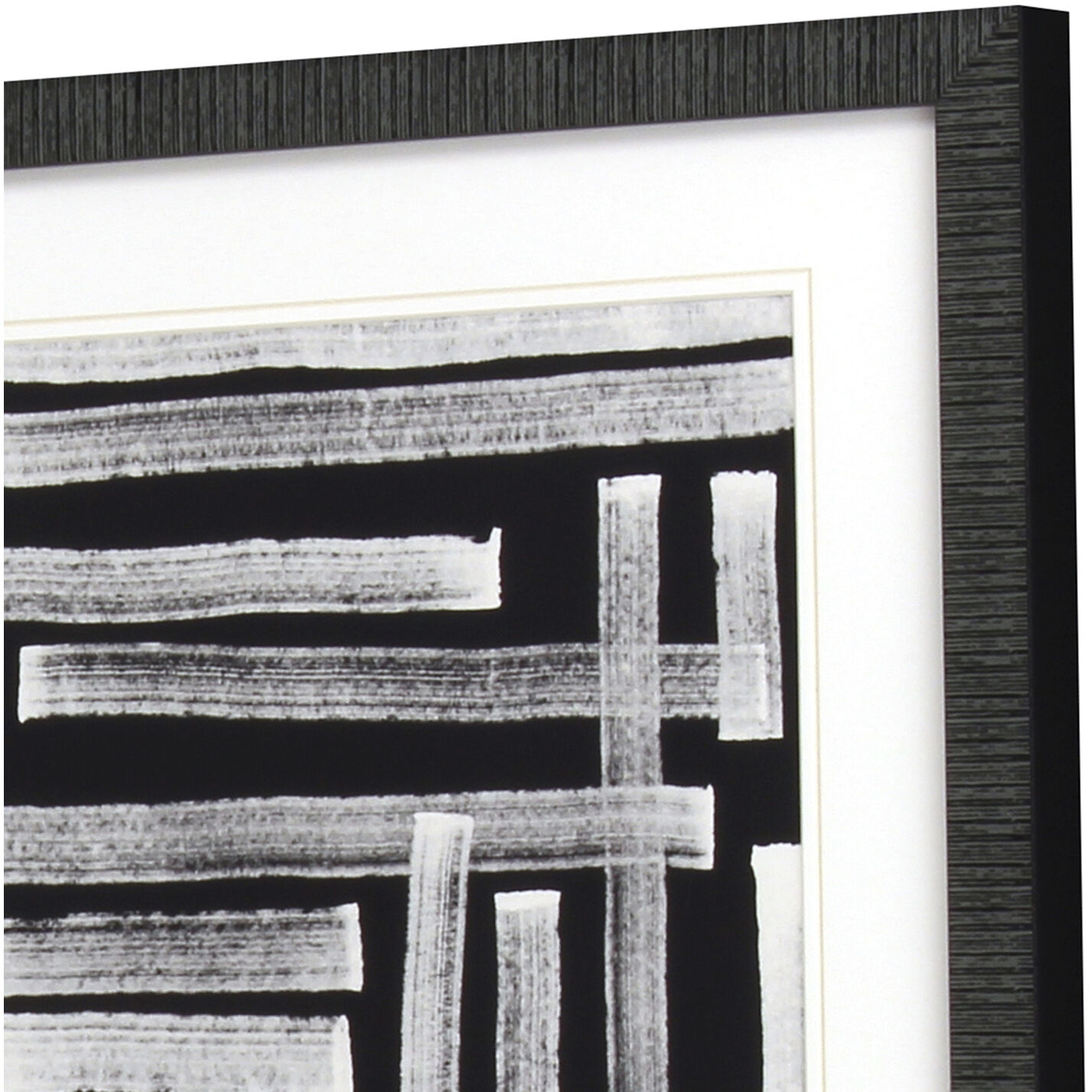Naive Lines Black and Beige and Neutral and White Framed Art