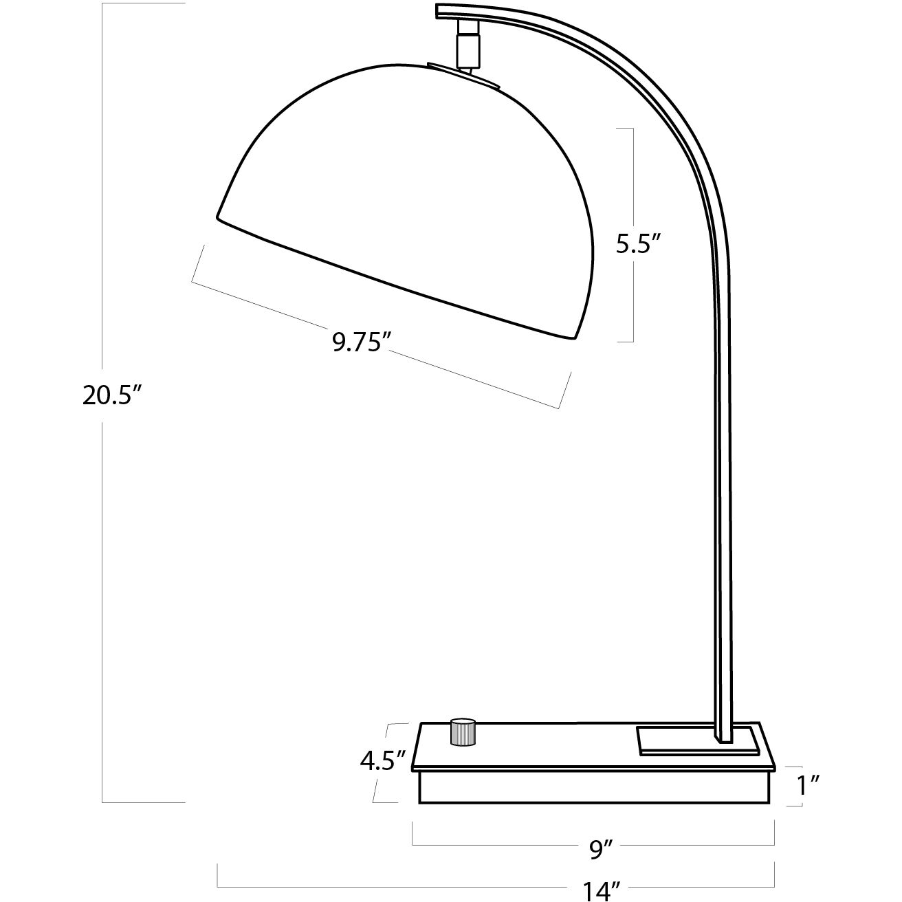 Otto 20.5 inch 40.00 watt Polished Nickel Task Lamp Portable Light, Desk Lamp