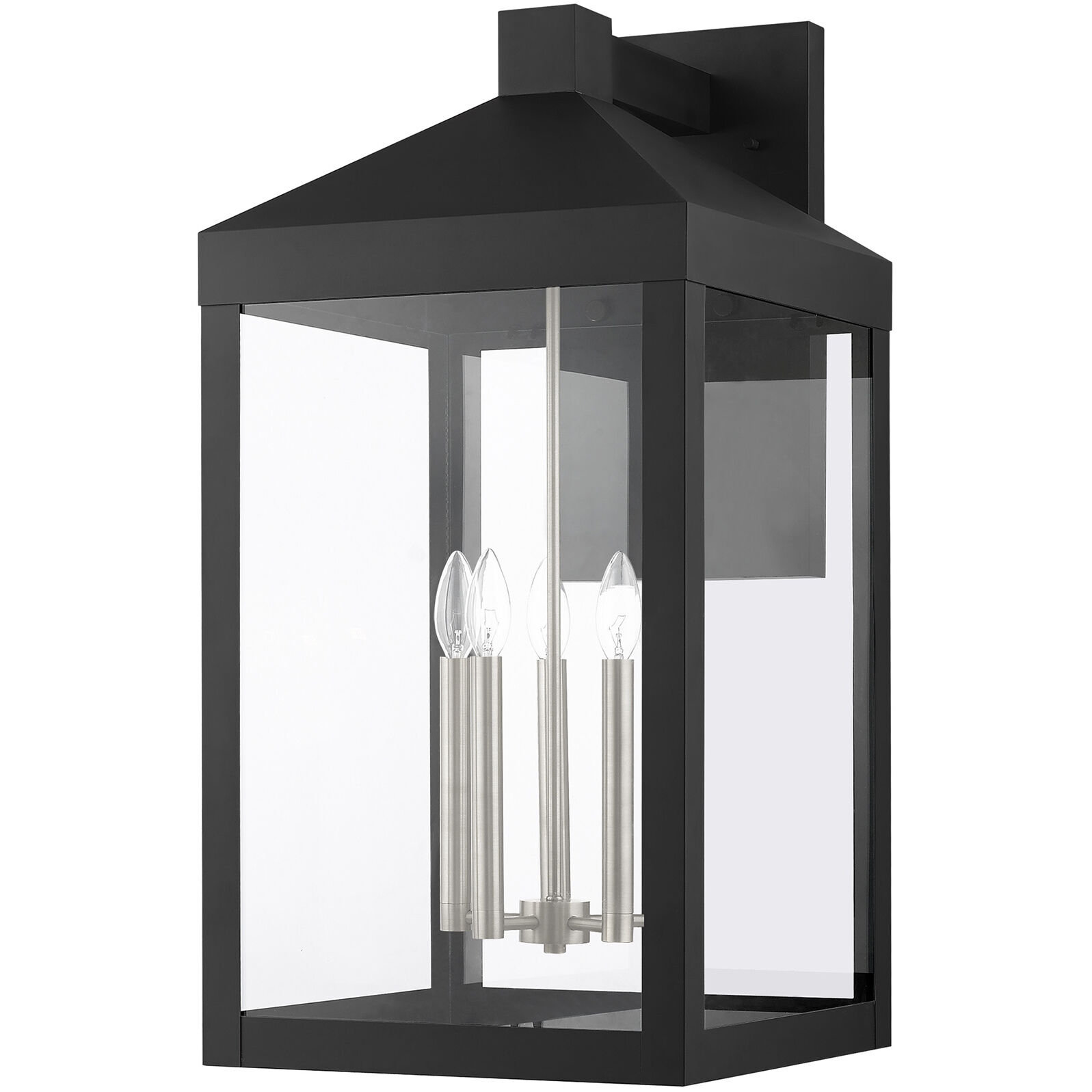 Nyack 5 Light 29 inch Black with Brushed Nickel Cluster Outdoor Wall Lantern