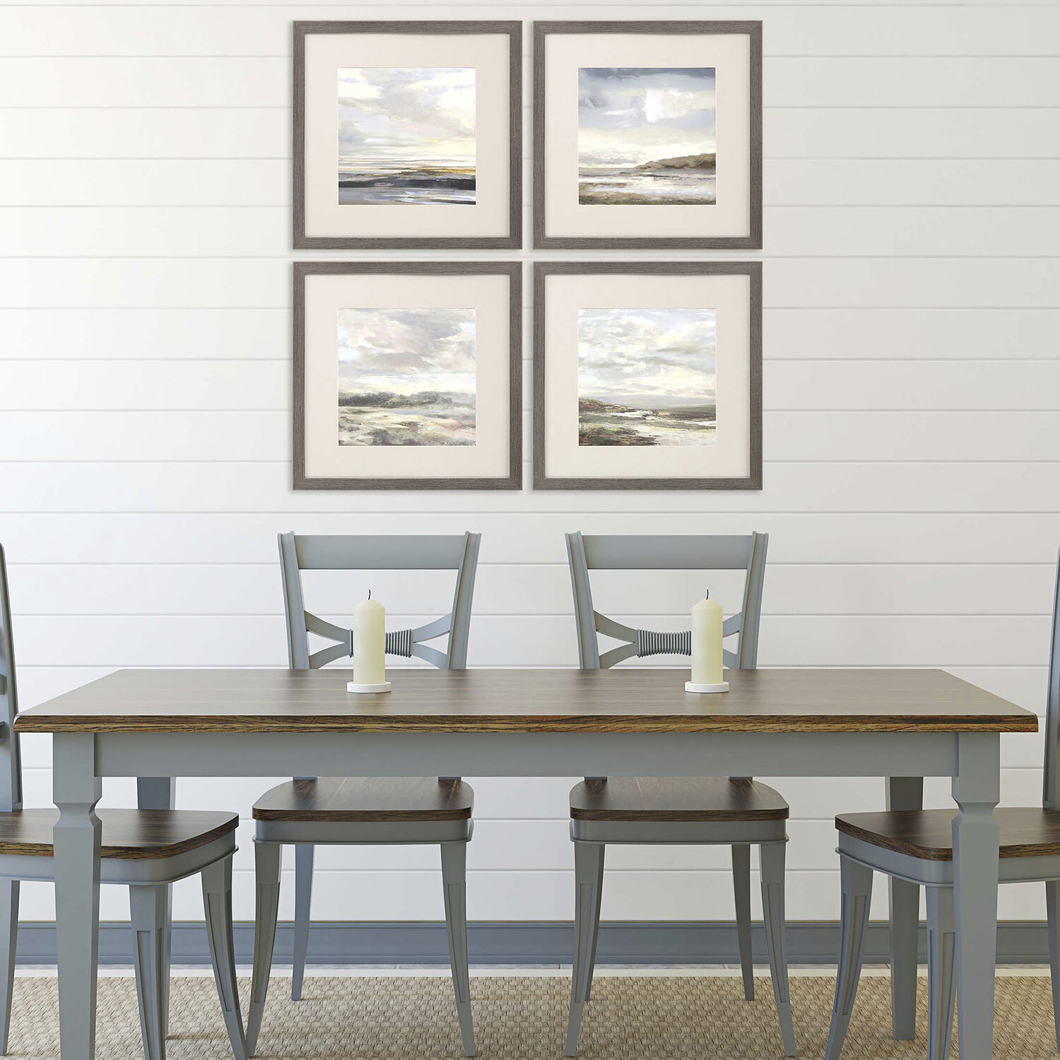 Tirwedd Blue and Beige and Gray and Multi Framed Art