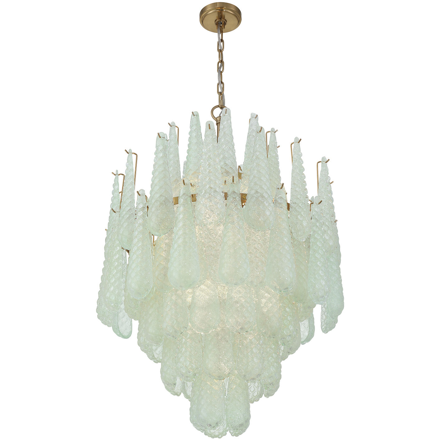 Ollie 16 Light 26.25 inch Aged Brass Chandelier Ceiling Light in Sand Glass Green