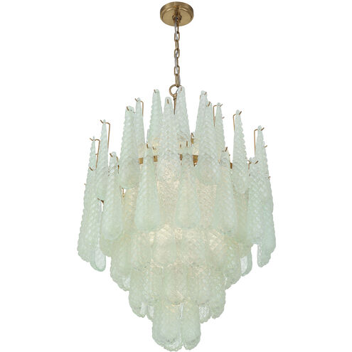Ollie 16 Light 26.25 inch Aged Brass Chandelier Ceiling Light in Sand Glass Green