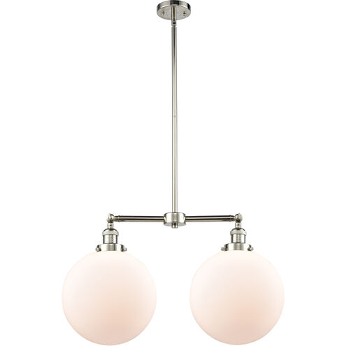 Franklin Restoration XX-Large Beacon LED 27 inch Polished Nickel Chandelier Ceiling Light in Matte White Glass, Franklin Restoration