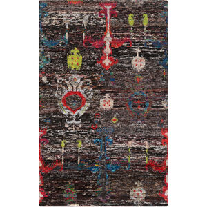 Chocho 96 X 60 inch Black and Red Area Rug, Cotton